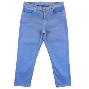 Michael Kors Jeans 12 Women's Izzy Cropped Skinny Blue Stretch Cotton Denim